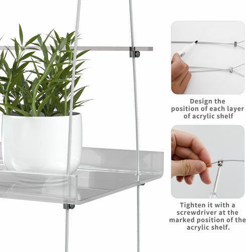 4-Tier Jolitac Acrylic Window Plant Shelves, Hanging Indoor Wall Plant Stand, (Clear)