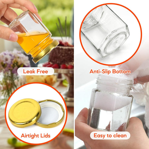 3oz 20Pack, (3 fl.oz-20Pack) Honey Jars with Dipper AuroTrends Glass Jars for Baby Shower Favors/Wedding Favors