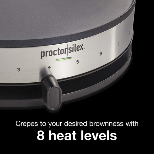 Proctor Silex Electric Crepe Maker with 13” Nonstick Griddle, Stainless Steel
