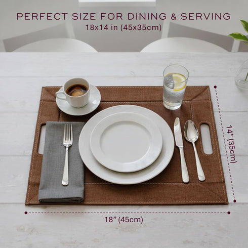 2-in-1 18 14 FREEFORM PLACEsMAT Faux Leather Placemat & Serving Tray | Reversible Design, Lays Flat & Easy to Clean |