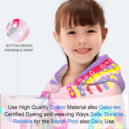 3-8Years, 30''X50, 100% Swimming,Rainbow VOOVA & MOVAS Hooded Towels for Kid Soft | Thick | Cotton | Absorbent Towel