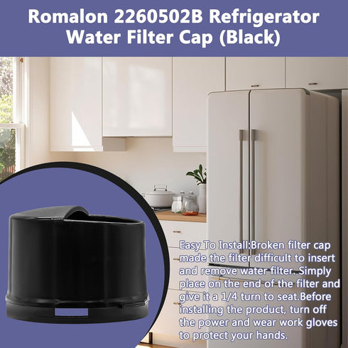 Romalon 2260502B Refrigerator Water Filter Cap - Fits Whirlpool & Kenmore, Replaces 2260502, AP6006882