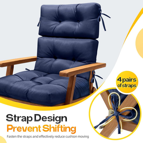 MAGIC ELEPHANT High Back Chair Cushion, Indoor Outdoor Memory Foam Chair Cushion with Ties for Adirondack and Rocking