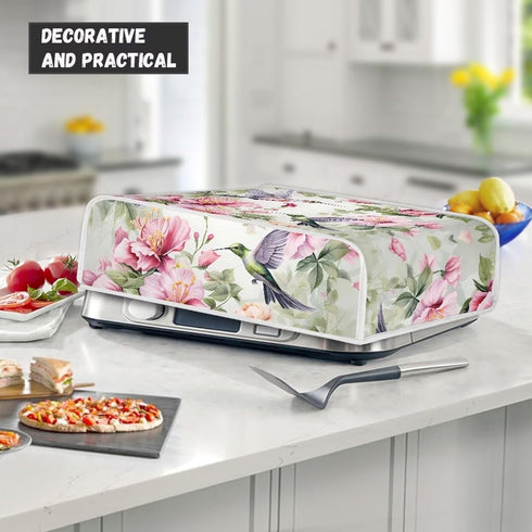 Bird Flower Grill Pan Cover - Protective Dust Cover Compatible with Most Small Kitchen Appliances