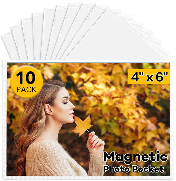 YixangDD Magnetic Picture Frames 10 Packs, Fridge Magnetic Photo Frames for 4 x 6 Inches Photos, White
