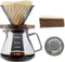 Mongdio 20 oz Pour Over Coffee Maker, High-Heat Borosilicate Glass, 100pcs V60 Filters, Walnut Handle, Gray