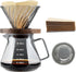 Mongdio 20 oz Pour Over Coffee Maker, High-Heat Borosilicate Glass, 100pcs V60 Filters, Walnut Handle, Gray
