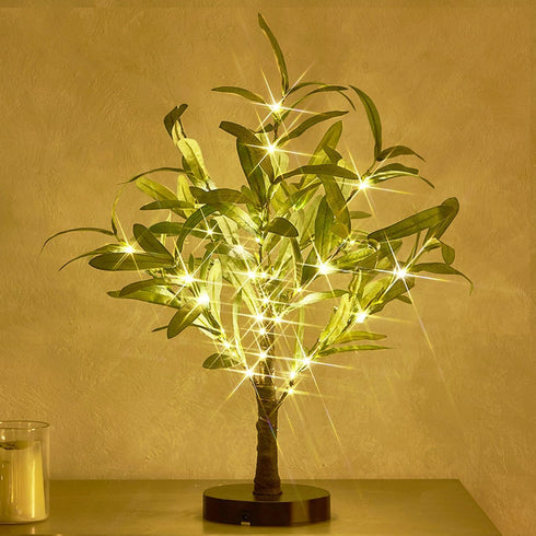 Hairui Lighted Small Olive Tree Battery Operated or USB 18in 50 Warm