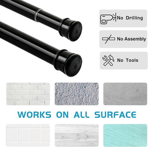 Shower Curtain Rod 42-78 Inch, 1" Diameter Adjustable Tension Rods for Bathroom Windows, No Drilling, Black