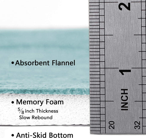Flamingo P Memory Foam Shower Bathroom Mat Rug, Soft Non-Slip Bath Mats, Machine Washable, 24x17 Inches, Aqua Green