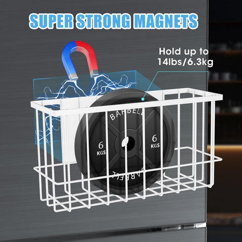 NiHome Magnetic Metal Basket Organizers 2PCS, Versatile Storage for Kitchen & Office, Holds Up to 14 lbs, Space-Saving