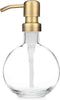 Rail19 Moon Round Recycled Glass Soap Dispenser with Metal Pump, 8.5oz, Brass