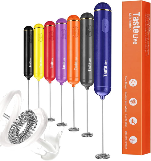 Handheld Milk Frother, Battery Operated Electric Foam Maker and Mixer for Drinks (Blue)