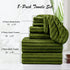 8 Set Sheet-2 Towels,2 Towels,4 Pcs Army Green Cabana Stripe Large Bath Towel Oversized Bath Bath Hand Washcloths Soft