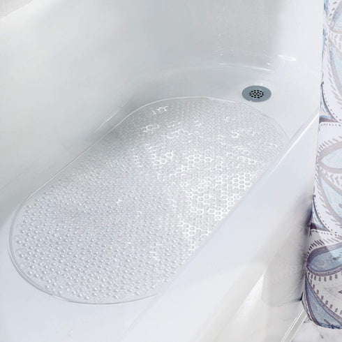 iDesign Circlz PVC Non-Slip Bath Mat, Suction for Shower, Bathtub, 27.2" x 15.4" x .3" - Clear