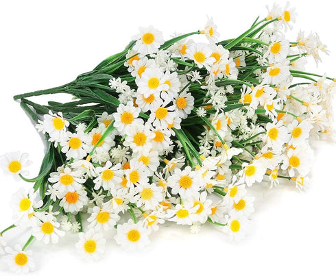 Artificial Daisies Flowers, 4 Bundles UV Resistant Faux Plants for Indoor Outdoor Decor