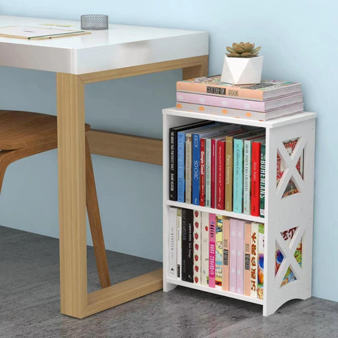 pikpuk Side Table, Narrow End Table with Storage Shelf, Minimalist Bedside Tables Nightstand, Small Bookshelf Bookcase