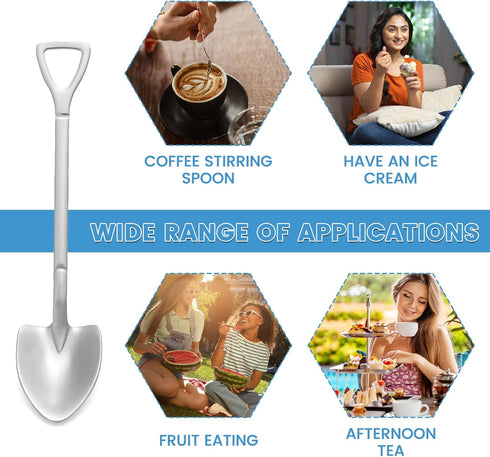 20 Pack Shovel Shape Demitasse Espresso Spoons, 4.7 Inches Stainless Steel Mini Coffee Spoons for Dessert