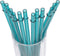 Dakoufish BPA-Free 12 Piece 11 Inch Reusable Clear Plastic Glitter Sparkle Drinking Straws with Cleaning Brush (Teal)