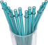 Dakoufish BPA-Free 12 Piece 11 Inch Reusable Clear Plastic Glitter Sparkle Drinking Straws with Cleaning Brush (Teal)