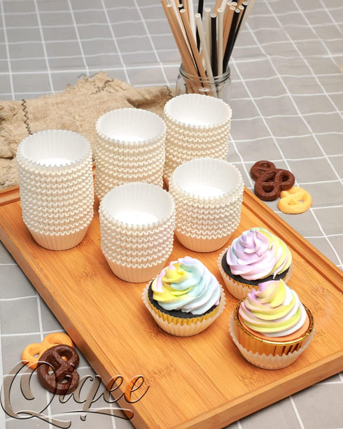 qiqee 1000 Count Mini Cupcake Liners, White Muffin Liners, Food Grade Baking Cups, Small Size