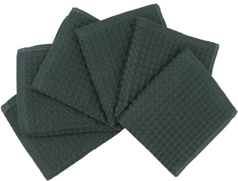100% Natural Cotton Kitchen Towels, Classic Waffle Weave Dish Cloths, Set of 6, Soft Ultra Absorbent (Blackish Green)