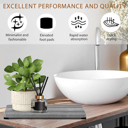 Lyxel 3PCS Countertop Counter Trays,8 4inch 4 4inch Water Absorbing Stone Tray, DryingNeat Diatomite Stone Sink Tray