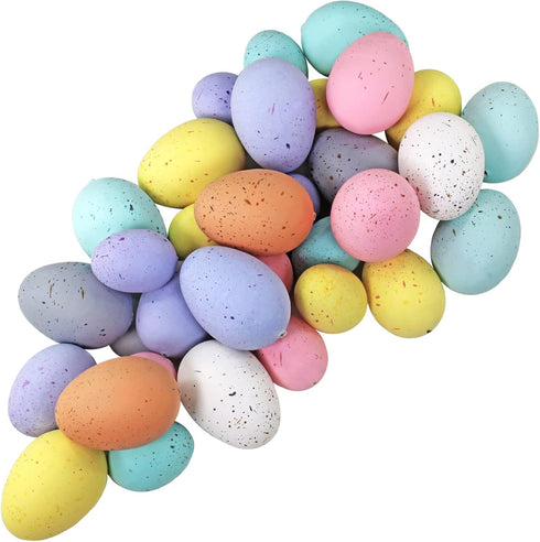 Winlyn 32 Pcs Assorted Faux Foam Speckled Eggs - Decorative Pastel Eggs