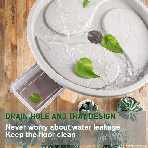 10 Inch 10.4" 110 Lbs, 2 Pack Plant Caddy with Wheels & Water Container, Round Plant Tray with Water Drawer, Rolling
