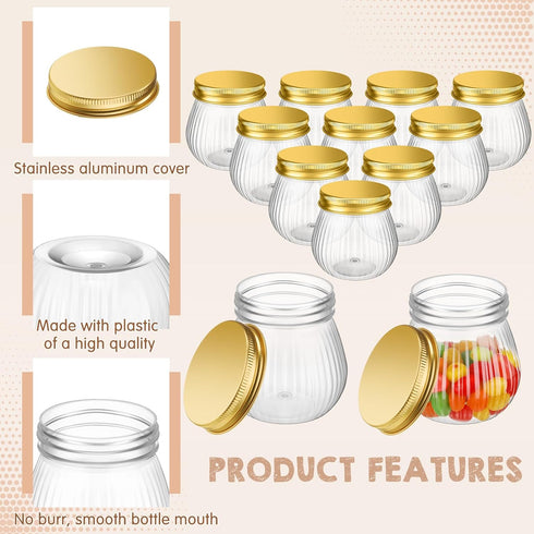 50 4 oz Yungyan Pcs Small Jars with Lids, Clear Mini Mason Jars Plastic Containers with Lids and Tags Mini Jelly