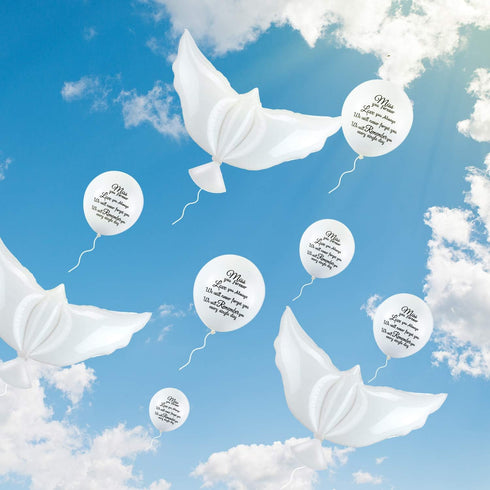Skylety 36 Pieces Memorial Balloons for Sky Release, Helium Dove Balloons for Funeral Services