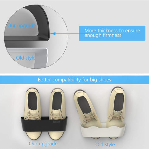 Wall Mounted Shoes Rack 6 Pack with Sticky Hanging Strips, Plastic Shoes Holder Storage Organizer, Door Shoe Hangers