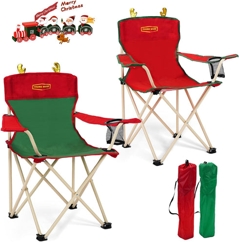 YOUNG WOOD Pinch 2 7 Portable Camping Chair Beach Chair Outdoor Foldable Chair, Included Mesh Cup Holder & Safety Lock
