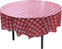 10 Pack Round Plastic Checkered BBQ Tablecloth, Red & White Gingham Table Covers for Plastic Picnic (Round 84 inch)