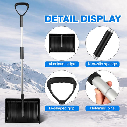 Yardwe 55.9 Inch Detachable Snow Shovel Antislip Snow Removal Portable Shovel Ice and Snow Remover Tool for Car Trunk Garden Camping by Yardwe
