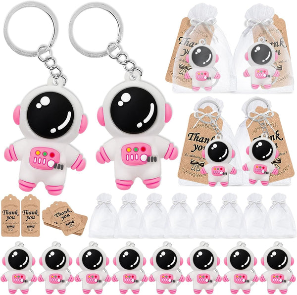 45 Pack Astronaut Party Favors | 15 Keychains, 15 Tags, 15 Bags for Outer Space Themed Party