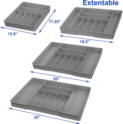 Simple Houseware Expandable Flatware Organizer - Grey Kitchen Drawer