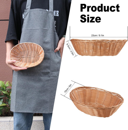GNIEMCKIN 28 Pack Plastic Oval Basket, Poly Wicker Bread Baskets for Kitchen, Restaurant, Gift Baskets, 9 x 6 Inch