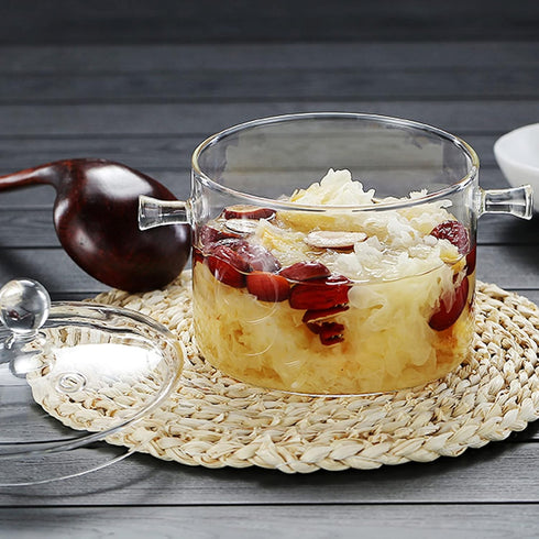 GANAZONO Cooking Pot Clear Saucepan Resistant Borosilicate Pot with Lid Handle Stovetop Simmer Pot Potpourri 1900ML by GANAZONO