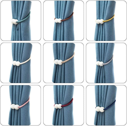 Melaluxe 6 Pack Magnetic Curtain Tiebacks, Decorative Holdbacks for Window Décor (Grey)