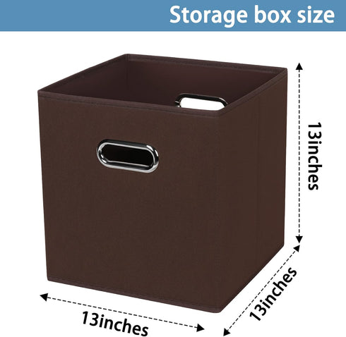 Fabric Cubby Storage Bins, 13x13x13 Inches, Foldable Organizer Bins with Dual Handles, Set of 3, Coffee