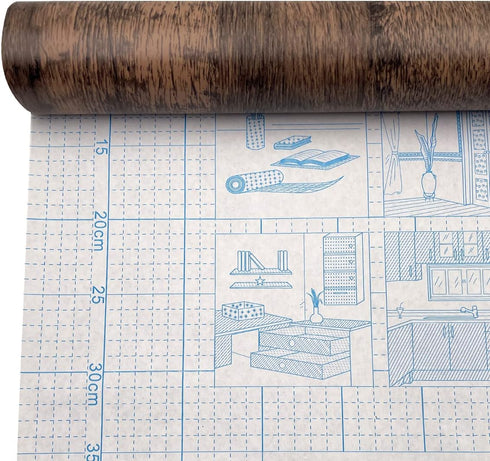 Yifely Retro Brown Wood Grain Self-Adhesive PVC Shelf Drawer Liner Sticker 17.7 Inch by 9.8 Feet