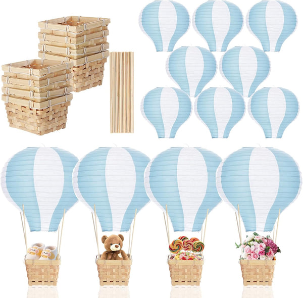 Meooeck 8 Sets Hot Air Balloons Baby Shower Table Decorations Centerpieces 11.8''