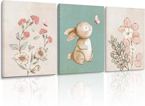 Dytila Framed Nursery Wall Art Set of 3, Pink Flower Botanical Pictures Wall