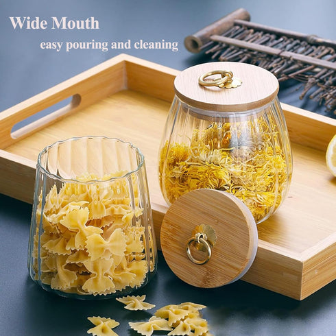 22 OZ 650ml Viovian Glass Storage Jar with Lid and Spoon FL Clear Candy Glass Canister Cute Decorative Jars for Food