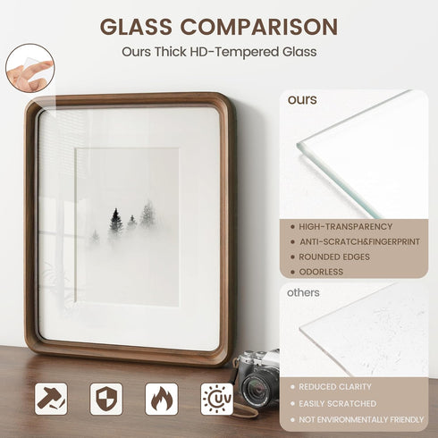 5x7 5 7 4x6 Picture Frame, USA-Sourced Natural Walnut Wood Photo Frame with Tempered Glass, Handcrafted Rounded Corner