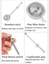 Powdered Sugar Shaker Duster, Flour Sifter for Baking, One-Handed Operation Baker's Dusting Wand Dispenser, Stainless