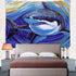 UHOMETAP Psychedelic Watercolor Shark Tapestry, Huge Sea Animals Art Wall Tapestry, Marine Life Wall Mural for Living