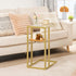 24.4 GD08SF01 HOOBRO End Table, C Shaped Side Table with Tempered Glass, Small Side Table for Sofa, Slide Under Couch
