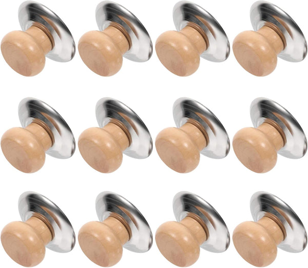 Cabilock 12pcs Wooden Pot Lid Knobs - Replacement for Cookware, Easy to Clean for Woks, Steamers, Soup Pots